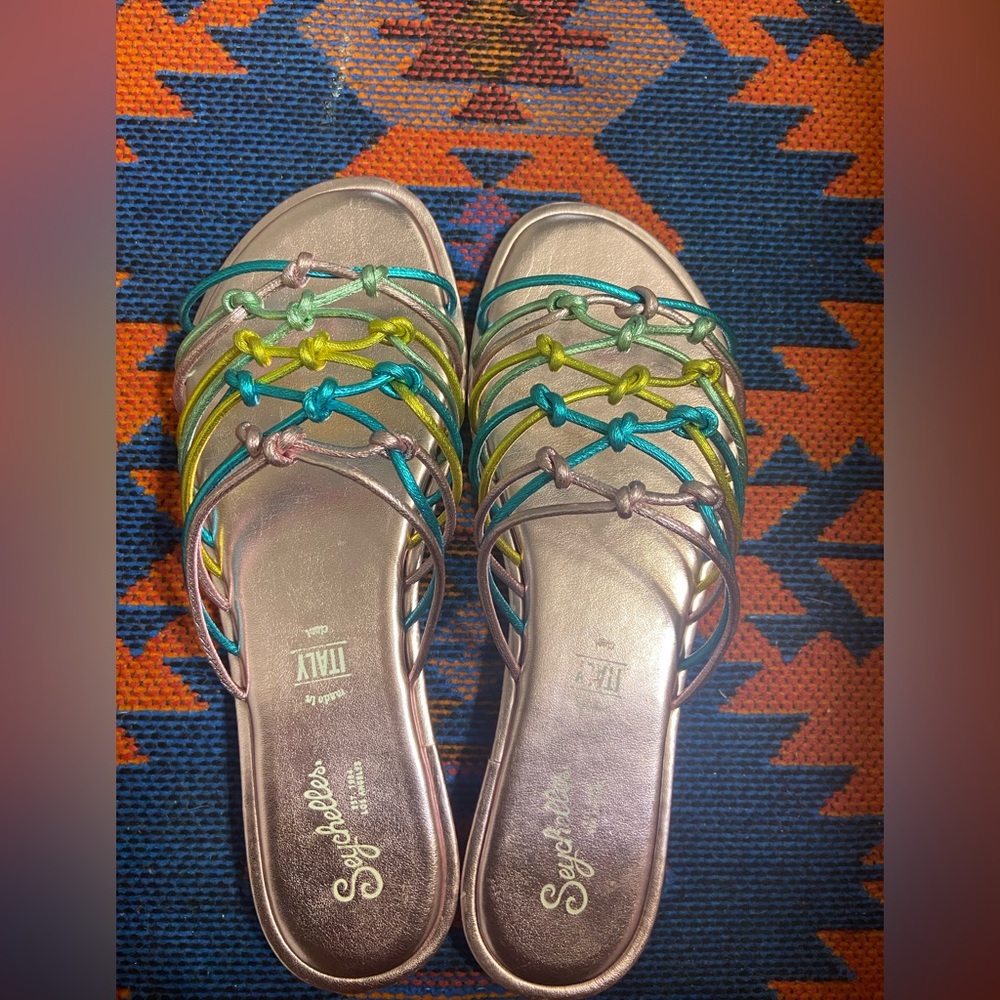 Seychelles multicolor metallic sandals slides